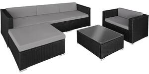 TecTake GmbH 404324 set in rattan milano - nero/grigio