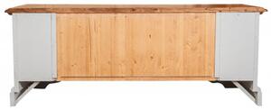 Mobile porta tv Country in legno massello di tiglio struttura bianca anticata piano finitura naturale Made in Italy