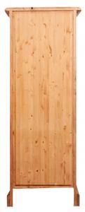 Vetrina Country in legno massello di tiglio finitura naturale L55xPR43xH150 cm. Made in Italy