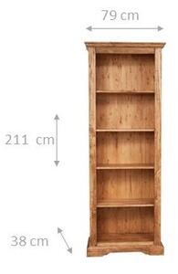 Libreria Country in legno massello di tiglio finitura naturale L79xPR38xH211 cm. Made in Italy