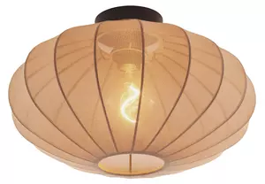 Lampada da soffitto Japandi marrone con paralume in tessuto - Bida