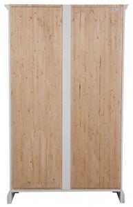 Vetrina Country in legno massello di tiglio finitura bianca anticata L120xPR37xH197 cm. Made in Italy