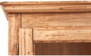 Vetrina Country in legno massello di tiglio finitura naturale L120xPR37xH197 cm. Made in Italy