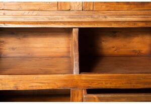 Libreria Country in legno massello di tiglio finitura noce L172xPR50xH226 cm. Made in Italy