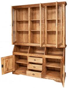 Libreria Country in legno massello di tiglio finitura naturale L172xPR50xH226 cm. Made in Italy