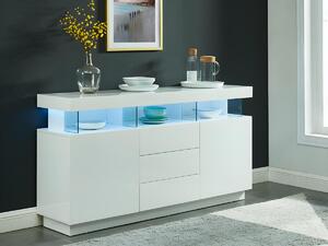 Credenza 3 cassetti e 2 ante con LED in MDF Bianco laccato - FABIO II