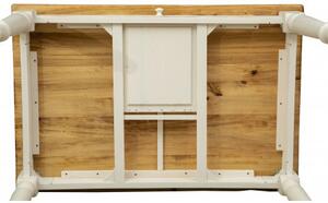 Tavolo scrittoio Country in legno massello di tiglio struttura bianca anticata piano naturale. Made in Italy