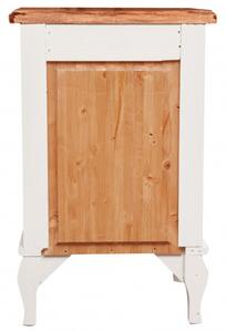 Comodino cassettiera Country in legno massello di tiglio struttura bianca piano finitura naturale L45xPR36xH70 cm. Made in Italy