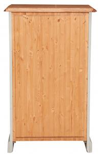 Cassettiera Country in legno massello di tiglio struttura bianca anticata finitura naturale L63xPR41xH100 cm. Made in Italy