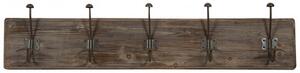 Attaccapanni da parete in legno massiccio e ferro forgiato a mano finitura legno anticato 98x10x21 cm