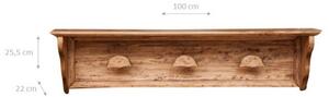 Attaccapanni mensola in legno massello di tiglio finitura naturale Made in Italy
