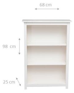Piccola libreria Country in legno massello di tiglio finitura bianca anticata L68xPR25xH98 cm. Made in Italy