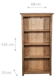 Piccola libreria Country in legno massello di tiglio finitura naturale L68xPR25xH130 cm. Made in Italy