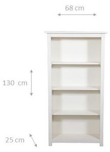 Piccola libreria Country in legno massello di tiglio finitura bianca anticata L68xPR25xH130 cm. Made in Italy