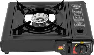 Barbecue a gas - Barbecue a gas portatile - Potenza 2500 W - Vaschetta raccogli grasso - Supporto per pentole - Barbecue da tavolo e fornello da campeggio - Nero