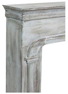 Cornice camino in legno finitura bianca anticata 104x17x99 cm