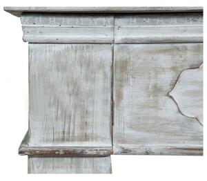 Cornice camino in legno finitura bianca anticata 112x17x102 cm