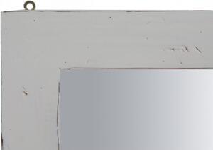 Specchiera quadrata a muro in legno massello di tiglio finitura bianca anticata L60xPR3xH60 cm Made in Italy