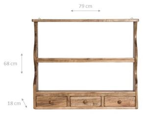 Piattaia Country in legno massello di tiglio finitura naturale L79xPR18xH68 cm. Made in Italy