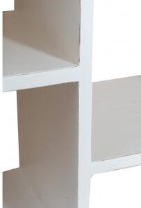 Libreria in legno massello di tiglio finitura bianca anticata L121xPR36xH200 cm. Made in Italy