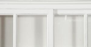 Libreria vetrina con ante scorrevoli in legno massello di tiglio, finitura bianca anticata L154xPR37xH212 cm. Made in Italy
