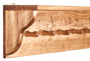 Attaccapanni a mensola in legno massello di tiglio finitura naturale L200xPR22xH27 cm. Made in Italy