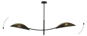 Lampadario a sospensione con supporto rigido LOTUS 2xE14/10W/230V nero/oro