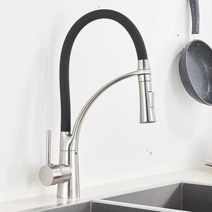 Rubinetto da cucina - Rubinetto monocomando - Orientabile a 360° - 1 foro, montaggio a filo - Acqua calda/fredda - Cartuccia in Vetroceramica - Nichel spazzolato
