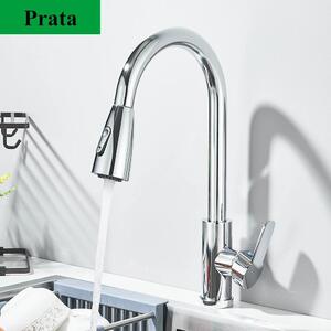 Rubinetto da cucina - Doccetta flessibile estraibile - 35 cm - Acqua calda/fredda - Monocomando, 1 foro - Cartuccia in Vetroceramica - Cromo/Argento