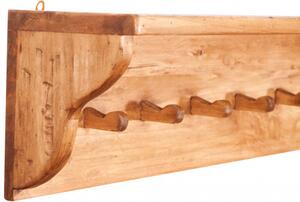 Attaccapanni a mensola in legno massello di tiglio finitura naturale L157xPR22xH25 cm. Made in Italy
