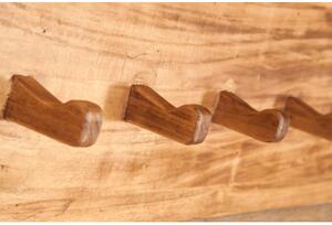 Attaccapanni a mensola in legno massello di tiglio finitura naturale L145xPR22xH27 cm. Made in Italy