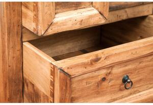 Mobile cassettiera a scala Country in legno massello di tiglio finitura naturale - S Made in Italy