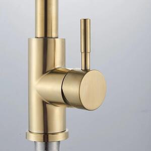 Rubinetto da cucina - Rubinetto estraibile per lavello - Orientabile a 360° - Monocomando - Montaggio a incasso su piano - Acqua calda e fredda - Cartuccia in Vetroceramica - Oro
