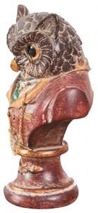 Busto di gufo in resina dipinto L8xPR6,5xH13,5 cm
