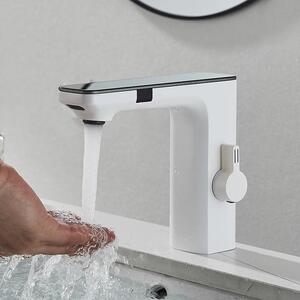 Rubinetto per lavabo - Rubinetto a sensore - Senza contatto - Miscelatore caldo/freddo - Montaggio monoforo - Cartuccia in Vetroceramica, valvola in ottone - 4 batterie AAAA - Giallo