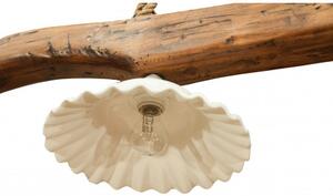 Giogo lampadario in legno massello di tiglio finitura noce .Made in Italy