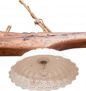 Giogo lampadario in legno massello di tiglio finitura noce chiaro Made in Italy