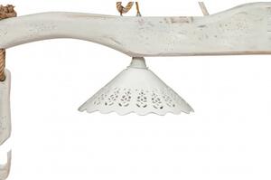 Giogo lampadario in legno massello di tiglio finitura bianca anticata Made in Italy