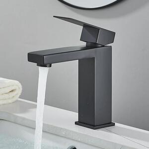 Rubinetteria per bagno - Rubinetto per lavabo (acqua fredda) - Monocomando, monoforo, cartuccia in Vetroceramica, acciaio inossidabile, modello corto - Nero