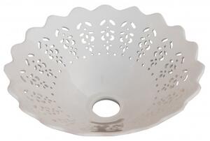 Piatto paralume in ceramica bianca traforata diam.30x12 cm