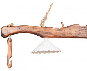 Giogo lampadario in legno massello di tiglio finitura noce.Made in Italy