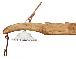 Giogo lampadario in legno massello di tiglio finitura naturale. Made in Italy