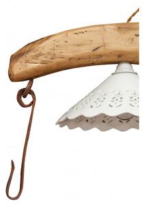 Giogo lampadario in legno massello di tiglio finitura naturale L161xPR30xH41 cm. Made in Italy
