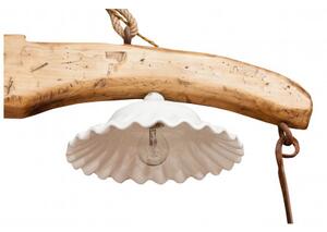 Giogo lampadario in legno massello di tiglio finitura naturale. Made in Italy