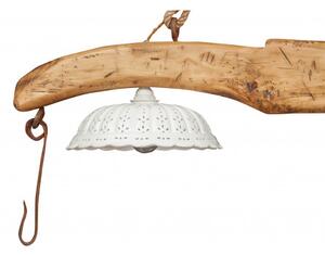 Giogo lampadario in legno massello di tiglio finitura naturale L161xPR31xH41 cm. Made in Italy