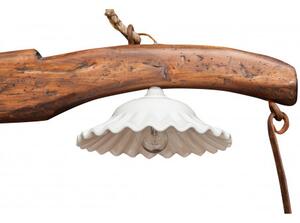 Giogo lampadario in legno massello di tiglio finitura noce. Made in Italy