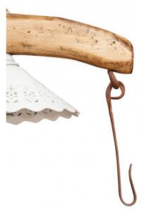 Giogo lampadario in legno massello di tiglio finitura naturale L161xPR30xH41 cm. Made in Italy