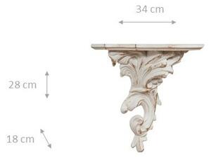 Mensola a muro in legno finitura bianco anticato L34xPR18xH28 cm Made in Italy