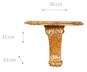 Mensola a muro in legno finitura foglia oro L30xPR15xH23 cm Made in Italy
