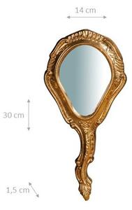 Specchiera a mano in legno finitura foglia oro anticato L14xPR1,5xH30 cm Made in Italy